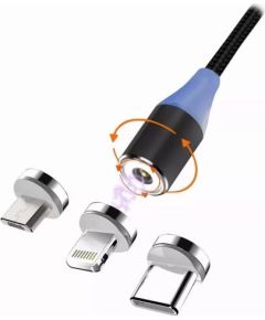 Vakoss Msonic MLU651 3in1 Micro USB Lightning Type-C magnētisks kabelis