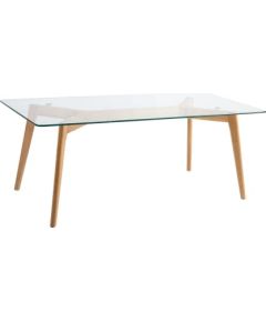 Kafijas galdiņš HELENA 120x60xH45cm, virsma: 8mm caurspīdīgs stikls, ozolkoka kājas Žurnālu un kafijas galdiņi