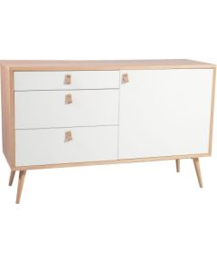 Kumode HELENA WHITE durvis un 3-atviktns 120x40xH75cm, materiāls: MDF, krāsa: dabīgs / balts