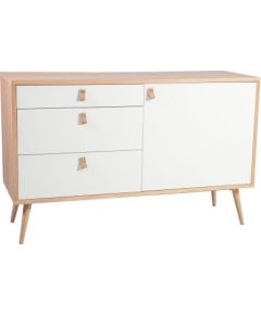 Kumode HELENA WHITE durvis un 3-atviktns 120x40xH75cm, materiāls: MDF, krāsa: dabīgs / balts