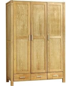 Шкаф платяной CHICAGO NEW с 3 дверьми и 3 ящиками, 130x57xH190cм, дерево: дубовый шпон, цвет: натуральный Мебель для прихожей