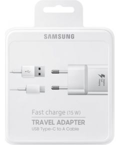 Samsung EP-TA20EWECGWW / Quick Charge 2.0 / 15W Tīkla Lādētājs + Type-C USB Vads