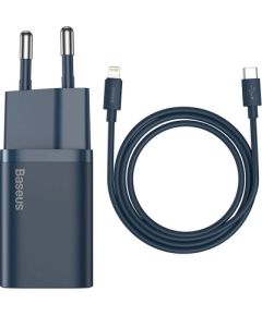 Baseus TZCCSUP-B03 Сетевое зарядное устройство USB-C / 20W / 3A + USB-C -> lightning провод для зарядки синее