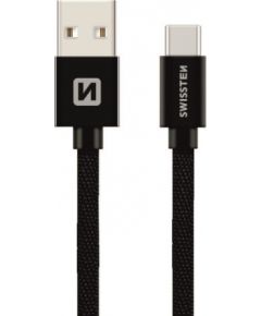 Swissten Textile Universāls Quick Charge 3.1 USB-C Datu un Uzlādes Kabelis 3m Melns