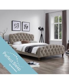 Кровать SANDRA с матрасом HARMONY DELUX (85266)  160x200см, обивка из мебельного текстиля, цвет: светло-коричневый