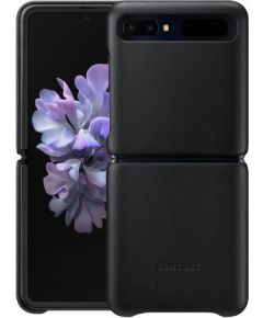 Samsung Galaxy Z Flip3 5G Leather Cover Black Oriģinālie maciņi