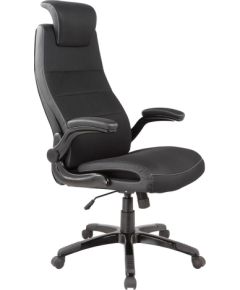 Darba krēsls PISTOIA 68x72xH113-121cm, sēdeklis un atzveltne: ādas imitācija / siets, krāsa: melna