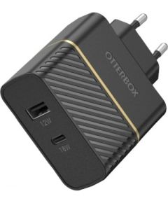 OTTERBOX WALL CHARGER 30W - USB-C 18W + USB-A 12W PD FAST CHARGE BLACK