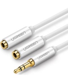 AUX audio splitter 3.5mm jack cable UGREEN AV123, 25cm (white)