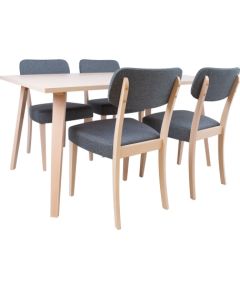 Dining set ADORA table and 4 chairs, light beech