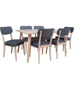 Dining set ADORA table and 6 chairs, light beech