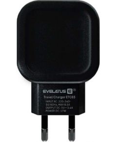 Evelatus Universal Travel Charger Two USB 3.4A ETC03 Black