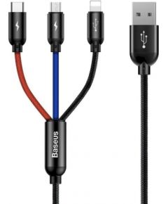 Baseus 3in1 кабель USB-C / Lightning / Micro 3,5A 0,3м черный