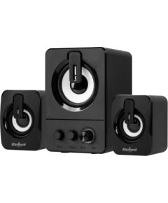 Rebel 2.1 Skaļruņi / AUX / USB / 5W + 2X3W Melni