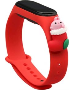 Fusion Xmas Santa siksniņa pulkstenim Xiaomi Mi Band 3 / 4 sarkans