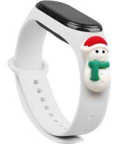 Fusion Xmas Snowman siksniņa pulkstenim Xiaomi Mi Band 3 / 4 balts