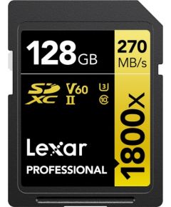 Lexar memory card SDXC 128GB Professional 1800x UHS-II U3 V60