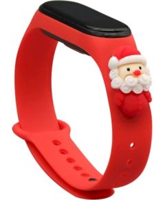 Fusion Xmas Santa 2 siksniņa pulkstenim Xiaomi Mi Band 3 / 4 sarkans