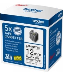 BROTHER TZE-231 BLACK ON WHITE 12 MM MULTIPACK OF TAPES (5 PACK)