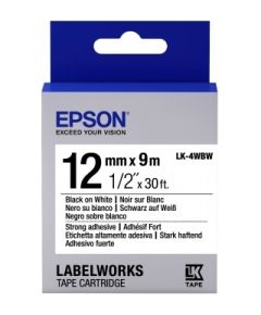 Epson Label Cartridge LK-4WBW Strong Adhesive Black on White 12mm (9m)