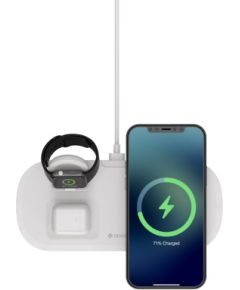 Devia Wireless Charger Bezvadu Lādētājs 3in1 / Viedtālrunim / Apple Watch / Austiņām / USB / Balts