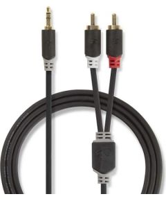 Nedis Audio vads 3.5 mm -> 2x RCA 2m Melns