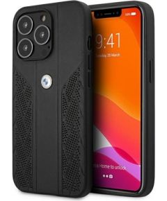 BMW BMHCP13XRSPPK Back Case Кожанный Чехол для телефона Apple iPhone 13 Pro Max Черный