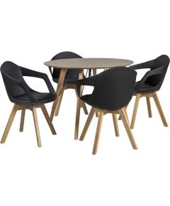 Ēdamistabas komplekts HELENA ar 4 krēsliem (37035), D100xH75 cm, galda virsma: MDF ozolkoka finierējums, apdare:lakota