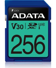 ADATA Premier Pro UHS-I SDXC, 256 GB, Flash memory class 10, U3, V30, 85 MB/s, 100 MB/s