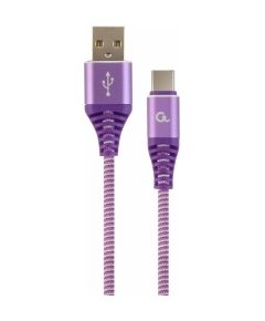 Gembird USB Male - USB Type C Male Premium cotton braided 1m Purple/White