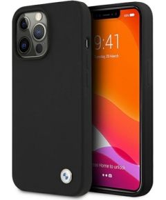 BMW BMHCP13LSILBK Back Case Кожанный Чехол для телефона Apple iPhone 13 Pro Черный