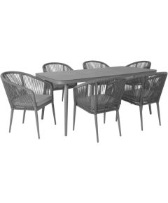 Dārza mēbeļu komplekts ECCO ar 6 krēsliem (21177) alumīnija rāmis ar virves pinumu