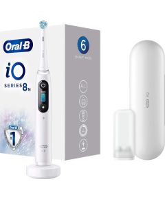 Oral-B Electric toothbrush iO Series 8N Rechargeable, For adults, Number of brush heads included 1, Number of teeth brushing modes 6, White Alabaster