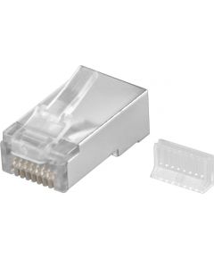 Goobay 68079 RJ45 plug, CAT 5e STP shielded, transparent