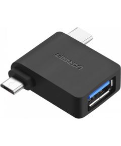 UGREEN 2in1 adapteris OTG USB-A 3.0 līdz USB-C + mikro-USB melns