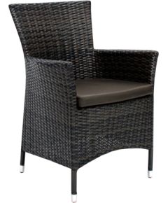 Стул WICKER-1 с подушкой, 61x58x86cм, стальная рама с плетением из пластика, цвет: тёмно-коричневый