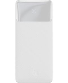 Baseus PPDML-K02 30000mAh Ultra Augstas Ietilpības 15W 3A 2x USB / USB Type C / micro USB Balta