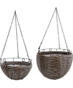 Подвесное кашпо WICKER 2шт D30xH27 / 60cм, D25xH15 / 58cм, тёмно-коричневый