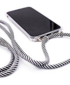 Evelatus Samsung A40 Case with rope Black Stripes Transparent