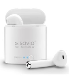 Savio TWS-01 Wireless Bluetooth Earphones, White