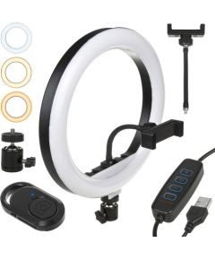 Maclean 12 "20W LED ring light with Bluetooth Shutter 3 colors 10 brightness levels 10% -100% Adjustable brightness 160 LED smartphone holder lighting light