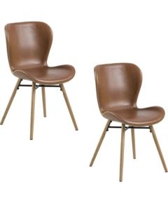 Krēsli 2gab. BATILDA 47x56xH82,5cm, materiāls: ādas aizvietotājs, krāsa: brendijs, kājas: ozols, melns metāls