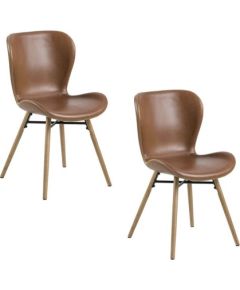 BATILDA Krēsls 47x56xH82,5cm, materiāls: ādas aizvietotājs, krāsa: brendijs, kājas: ozols, melns metāls