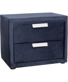 Прикроватная тумба GRACE 2-ящиками, 50,5x41xH40см, обивка из мебельного текстиля, цвет: синий