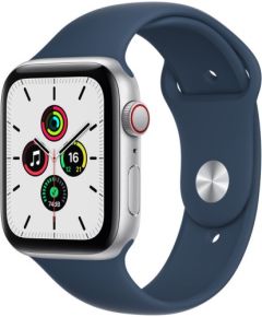 Apple Watch SE GPS + Cellular 44mm Sport Band, silver/abyss blue (MKRY3EL/A)