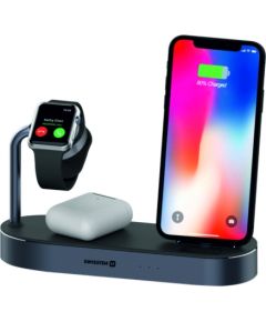 Swissten Swistten 4in1 MFI Wireless Docking Station 45 W / Беспроводная зарядная док-станция для Apple iPhone / Apple Watch / iPod