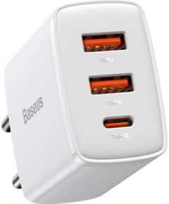 Baseus Compact Quick Charger 2xUSB 1xUSB-C PD 3A 30W White Tīkla Lādētājs