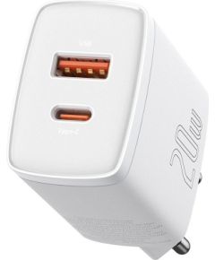 Baseus CCXJ B02 Compact Quick Charger USB, USB-C, 20W balts lādētājs