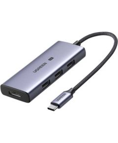 UGREEN CM500 4-in-1 Adapter USB-C to 3x USB 3.0 + HDMI2.1 8K (Grey)