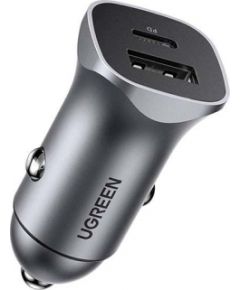 UGREEN CD130 Car Charger, USB-A+PD 3.0, USB-C, QC3.0 30W (Grey)